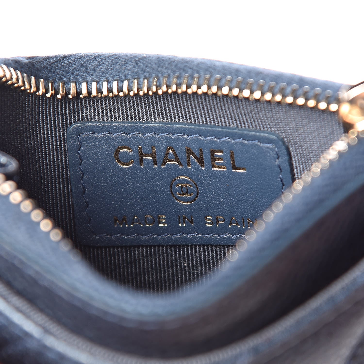 Chanel Metallic Caviar Quilted CC Zip Card Holder Dark Blue 6 of 8