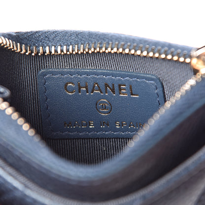 Chanel Metallic Caviar Quilted CC Zip Card Holder Dark Blue 6 of 8