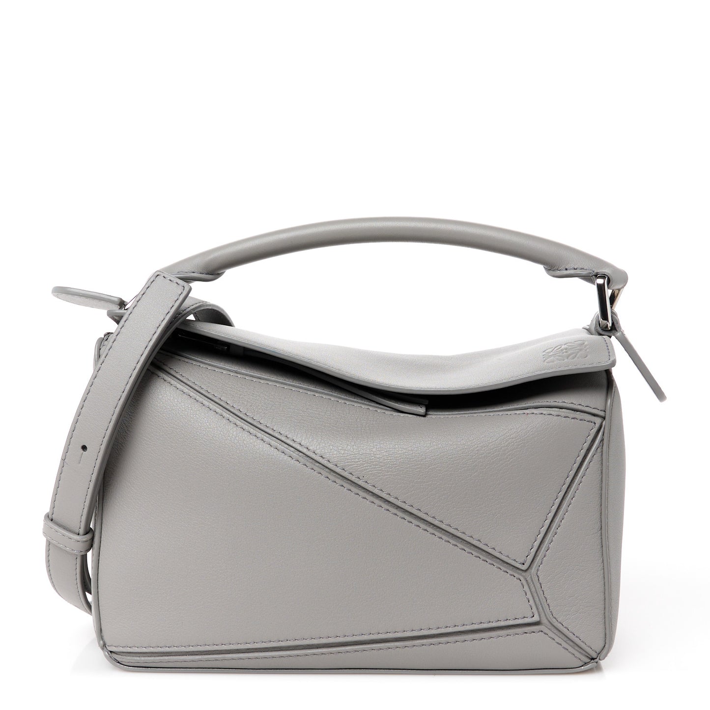 Calfskin Small Puzzle Bag Pearl Grey