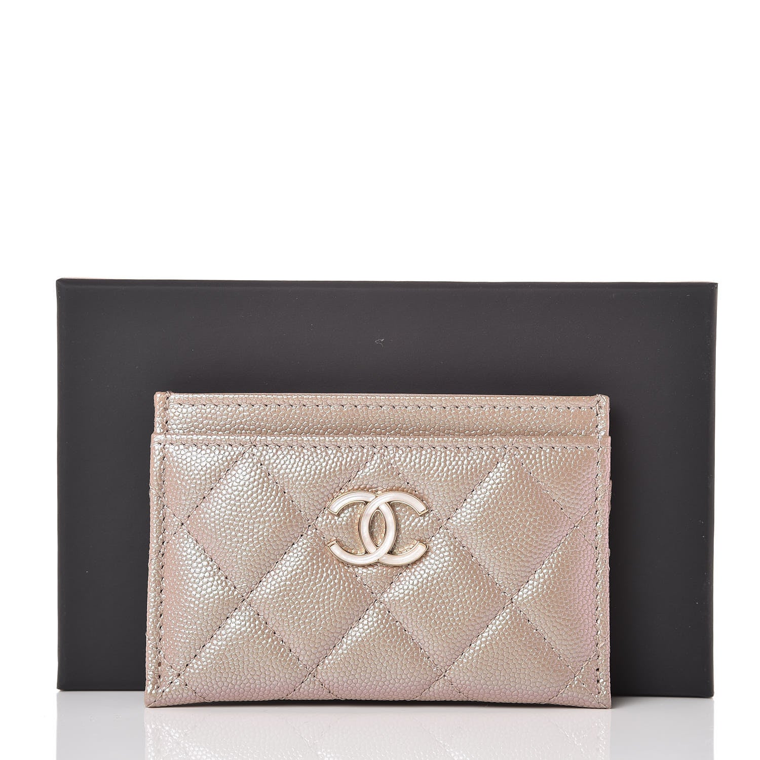 Chanel Iridescent Caviar Quilted Card Holder Beige 9 of 9