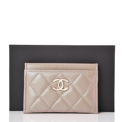 Chanel Iridescent Caviar Quilted Card Holder Beige 9 of 9