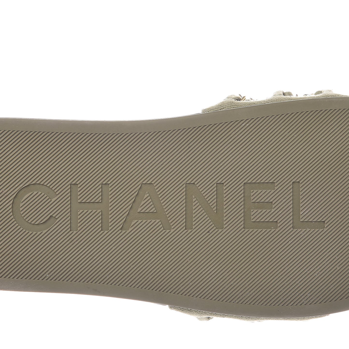 Canvas Chain Flat Sandals 36 Khaki