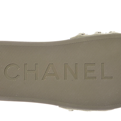Chanel Canvas Chain Flat Sandals 36 Khaki 7 of 10