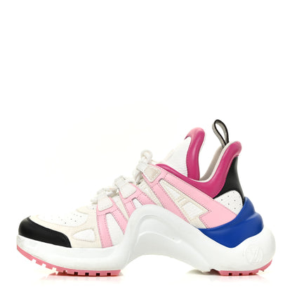 Louis Vuitton Calfskin Technical Nylon LV Archlight Sneakers 38 White Pink Blue 1 of 16