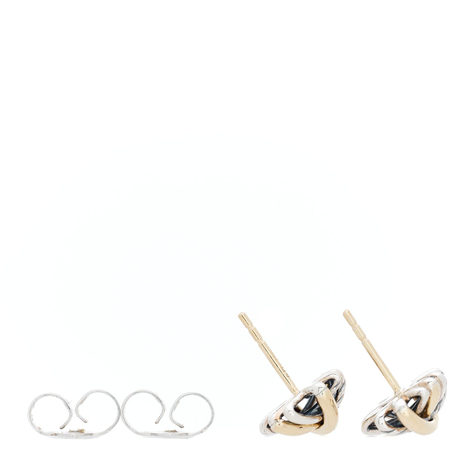 David Yurman Sterling Silver 18K Yellow Gold Crossover Stud Earrings 3 of 4
