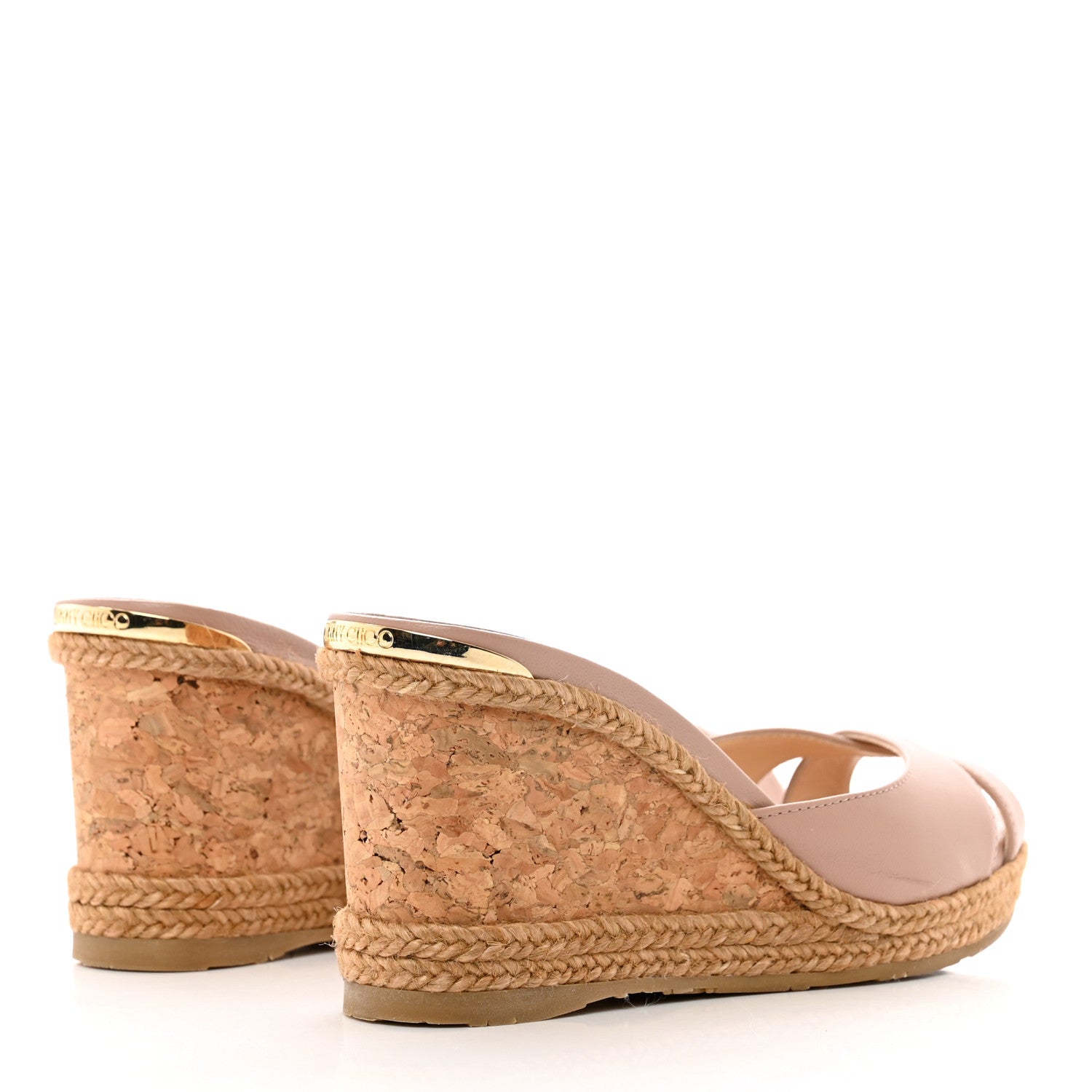 Jimmy Choo Nappa Woven Almer 80 Wedge Sandals 35.5 Ballet Pink 4 of 8