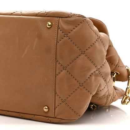 Chanel Calfskin Quilted Jumbo Retro Chain Accordion Flap Dark Beige 10 of 15