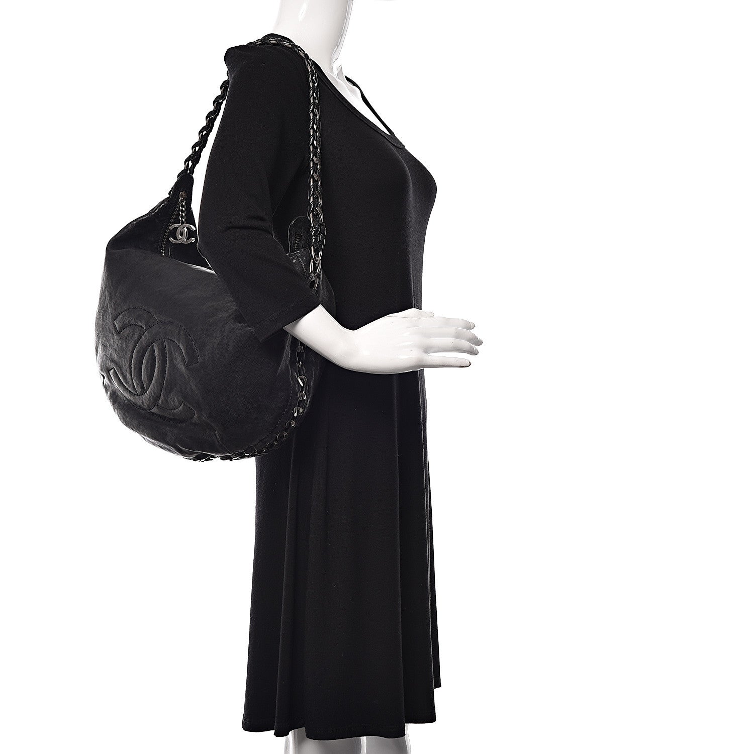 Chanel Calfskin Modern Chain Hobo Black 2 of 8