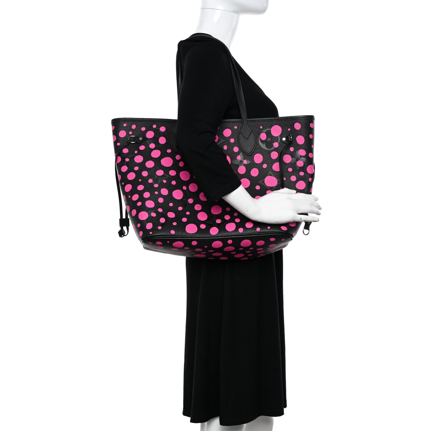 LV X YK Empreinte Infinity Dots Neverfull MM Black Fuchsia