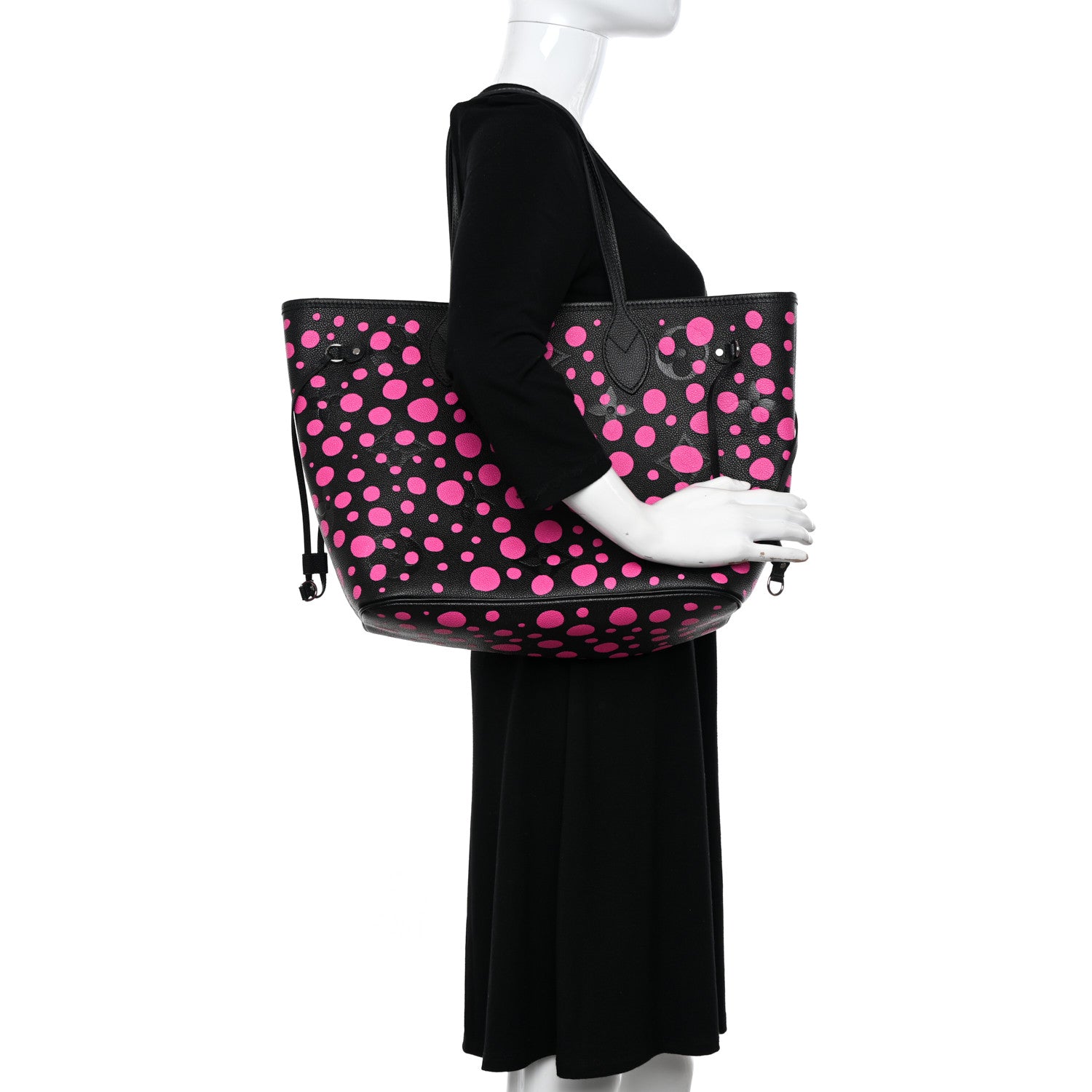 Louis Vuitton LV X YK Empreinte Infinity Dots Neverfull MM Black Fuchsia 2 of 12