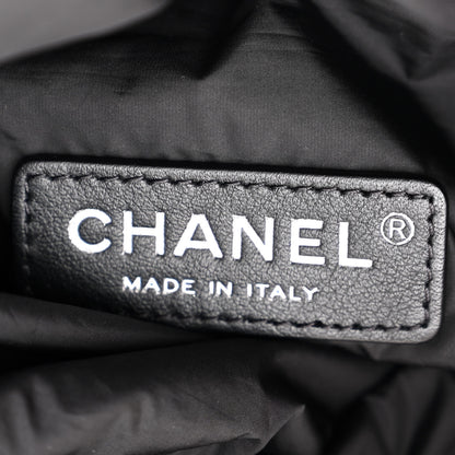 Chanel Nylon Printed Quilted Coco Neige Convertible Backpack Black White 6 of 10