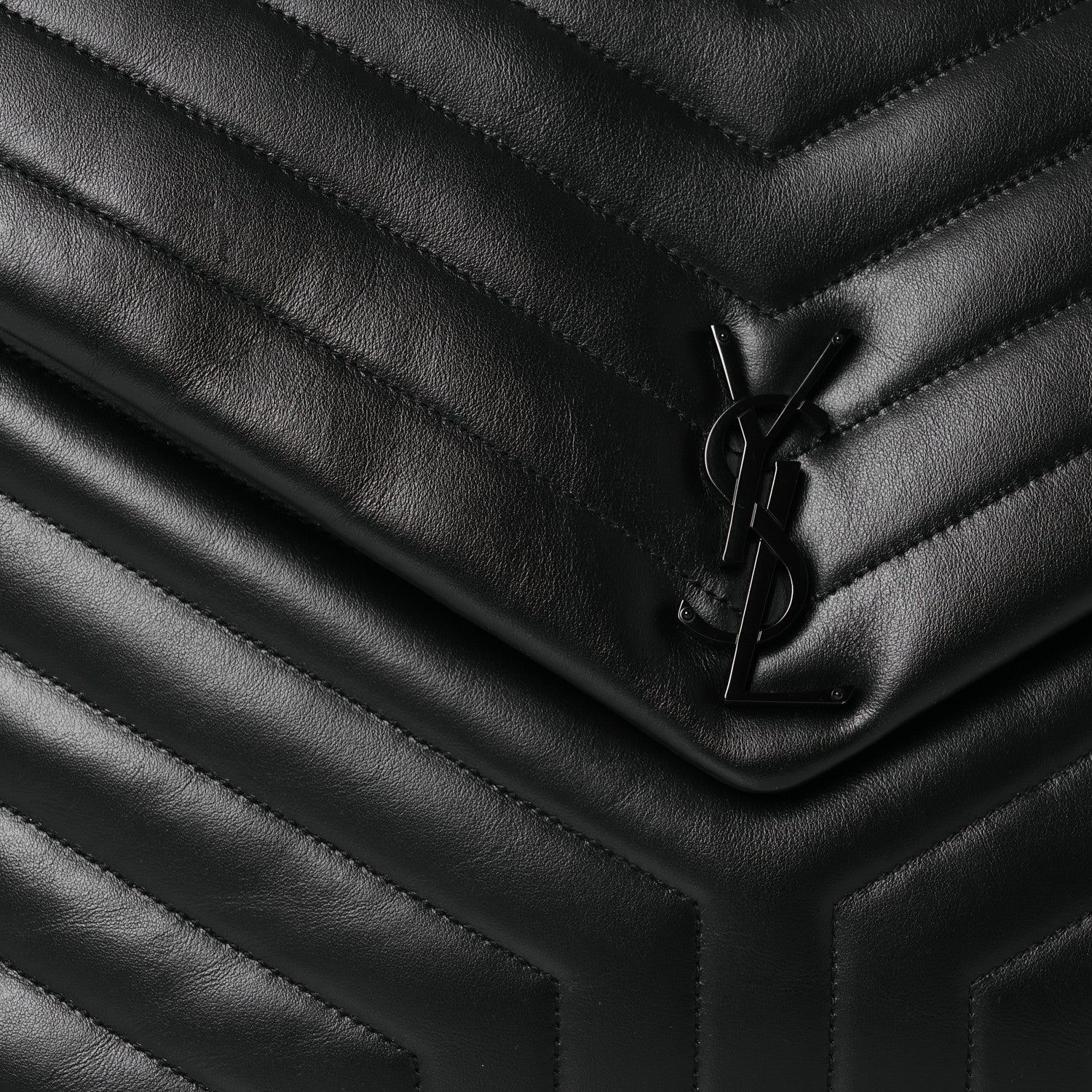 Saint Laurent Calfskin Y Quilted Monogram Monochrome Large Loulou Chain Satchel Black 11 of 15