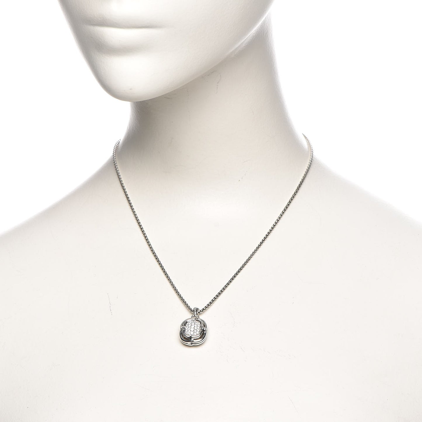 Sterling Silver Diamond 10mm Labyrinth Pendant Necklace