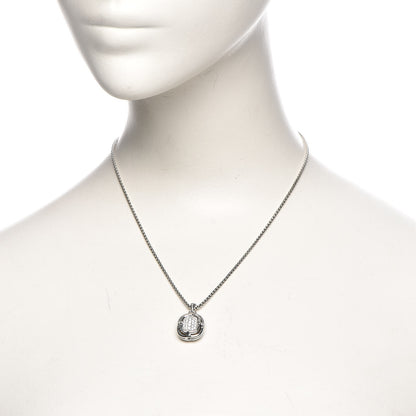 David Yurman Sterling Silver Diamond 10mm Labyrinth Pendant Necklace 2 of 6
