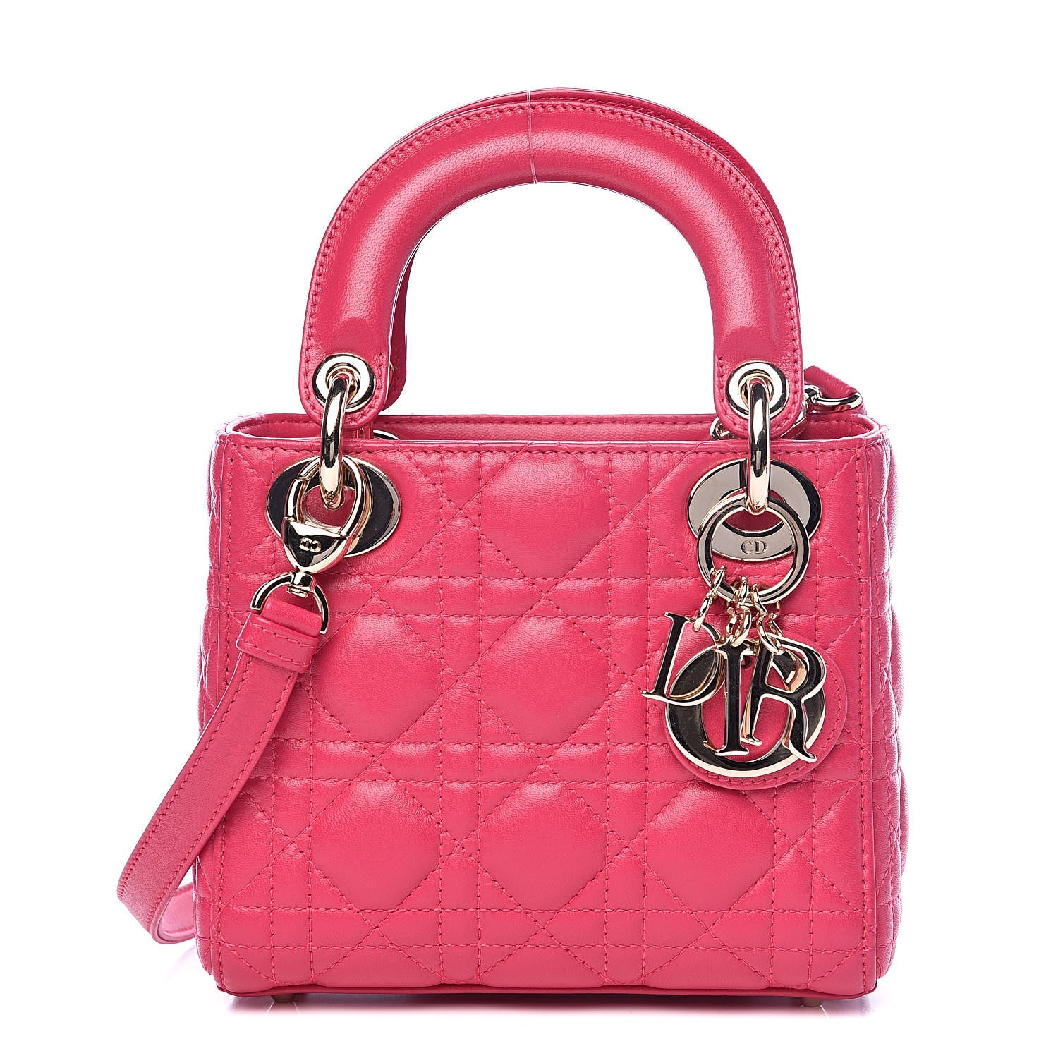 Christian Dior Lambskin Cannage Mini Lady Dior Fuchsia 1 of 10