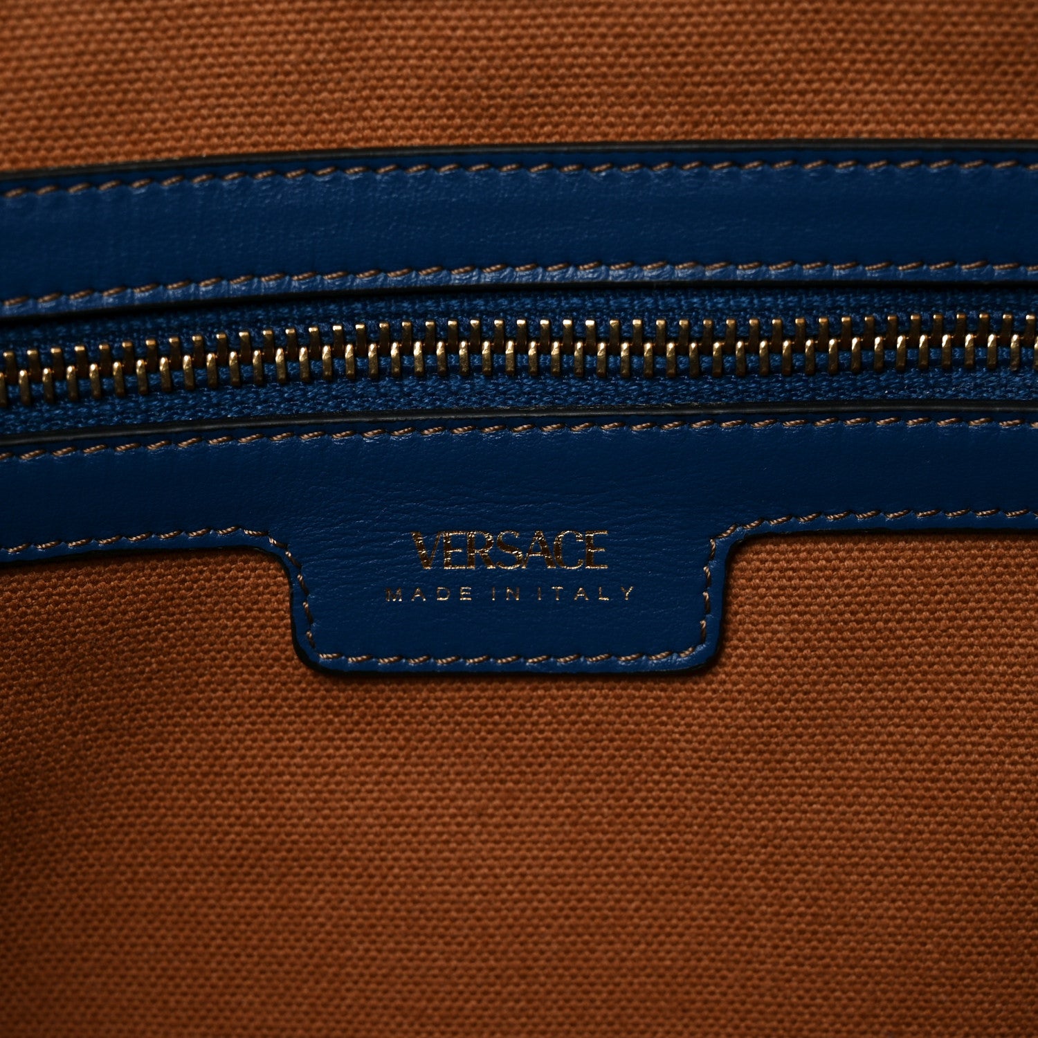 Versace Denim Calfskin La Medusa Tote Bag Blue 5 of 9