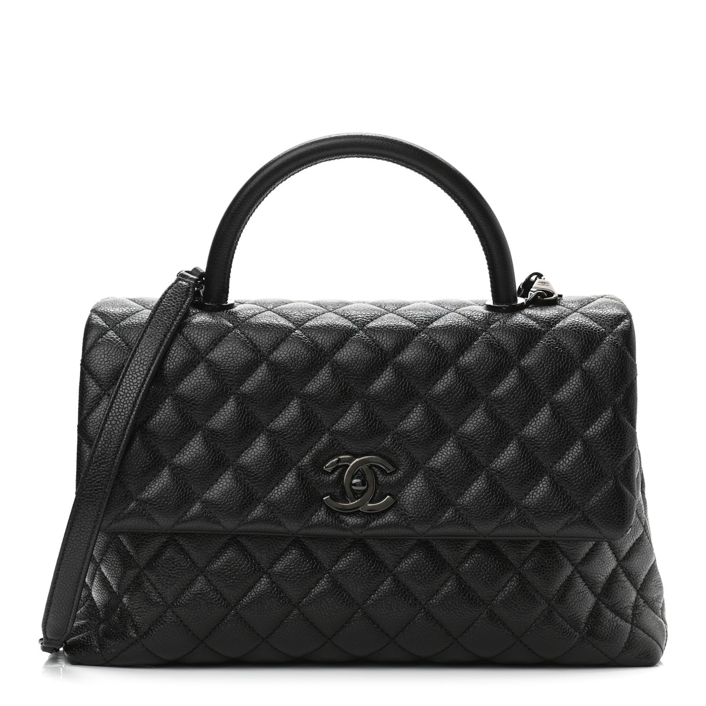 Caviar Quilted Medium Coco Handle Flap So Black