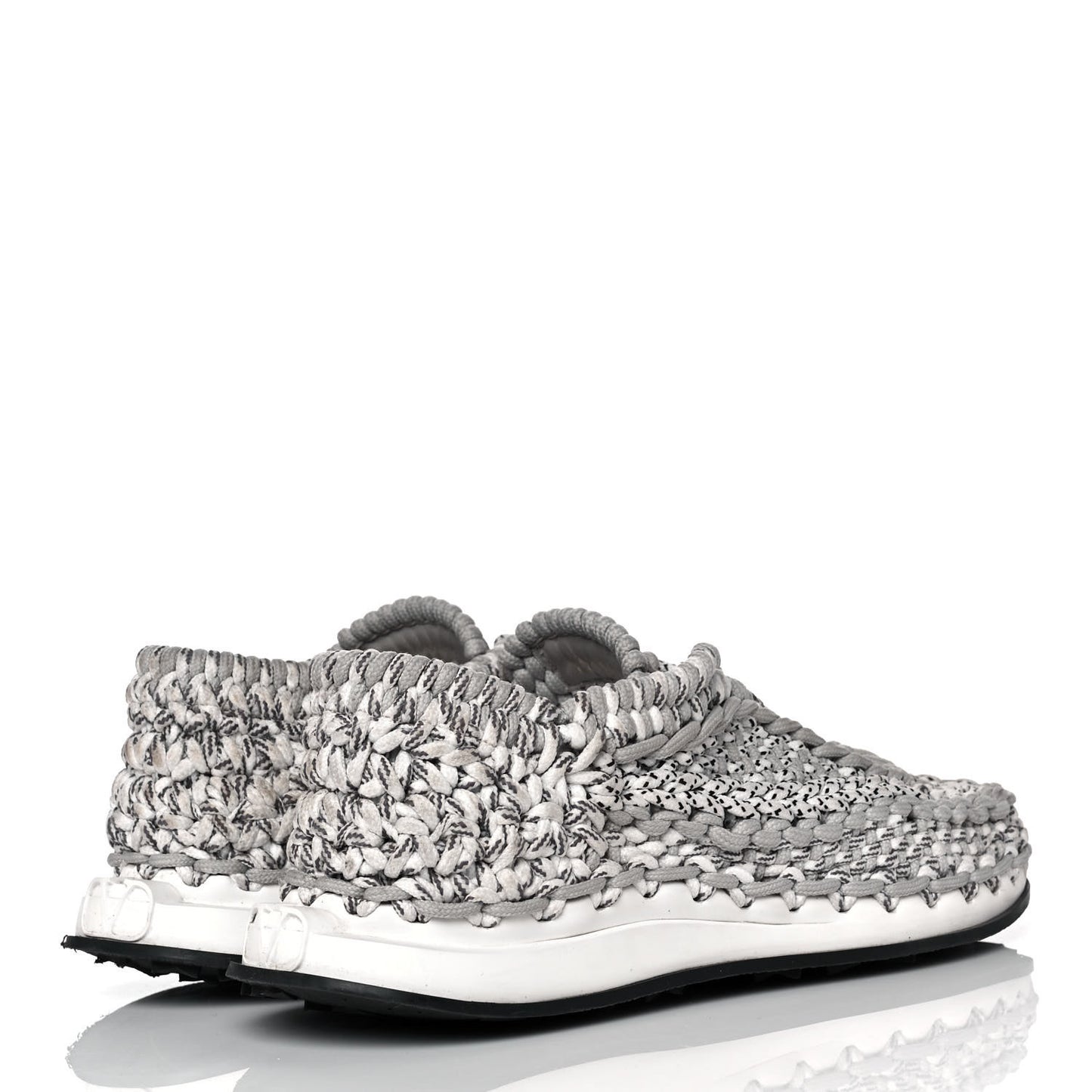 Fabric Crochet Mens Low Top Sneakers 44 Pastel Grey