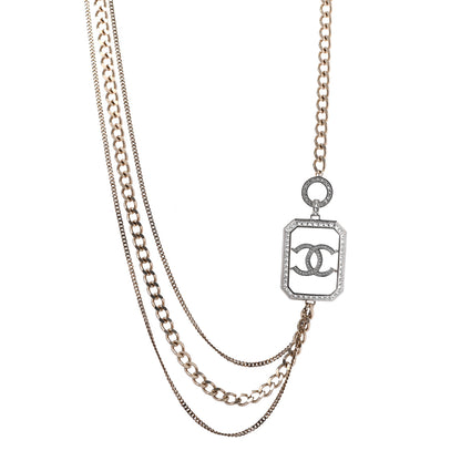 Chanel Crystal Chain CC Multi Strand Necklace Gold 1 of 6