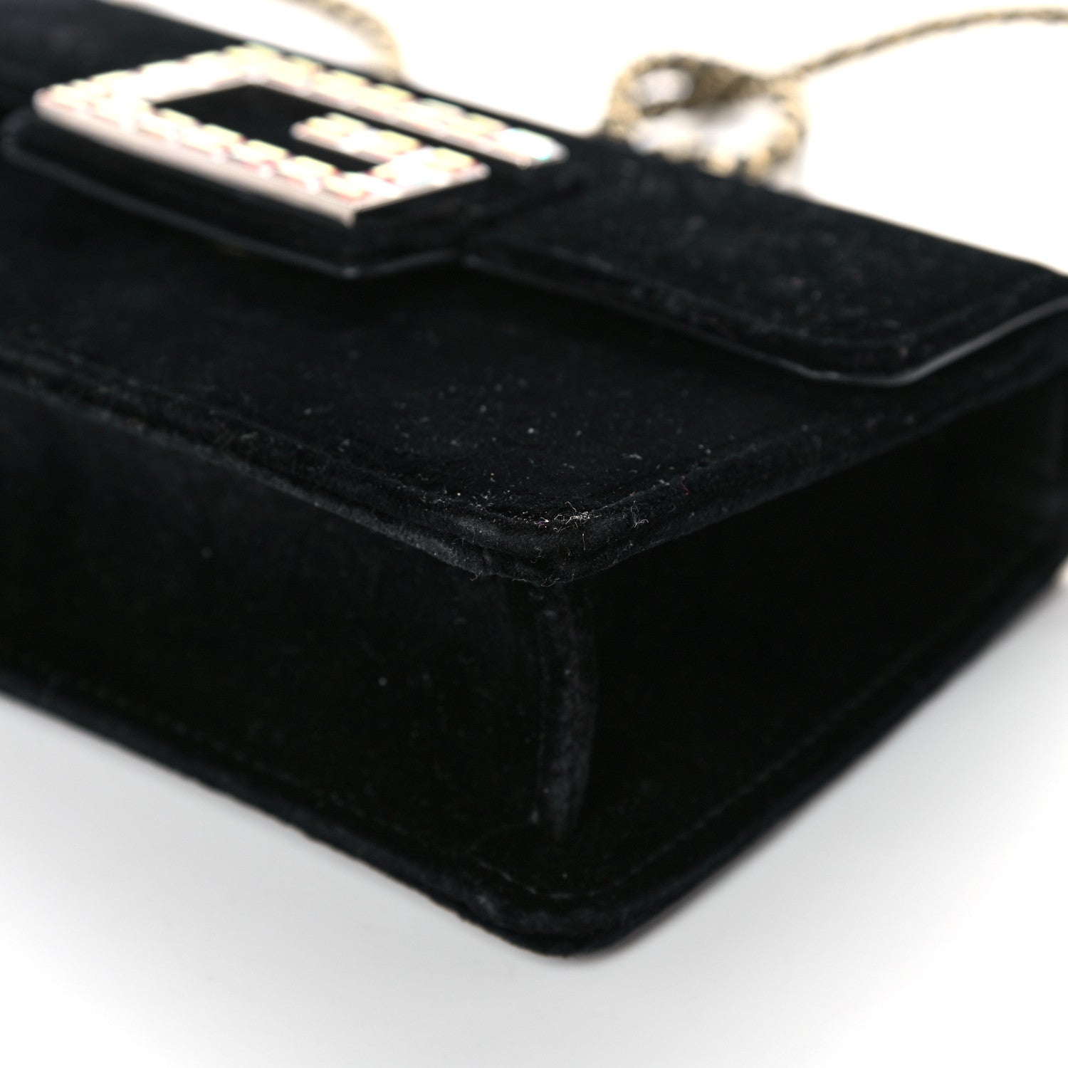 Gucci Velvet Crystal Square G Shoulder Bag Black 10 of 17