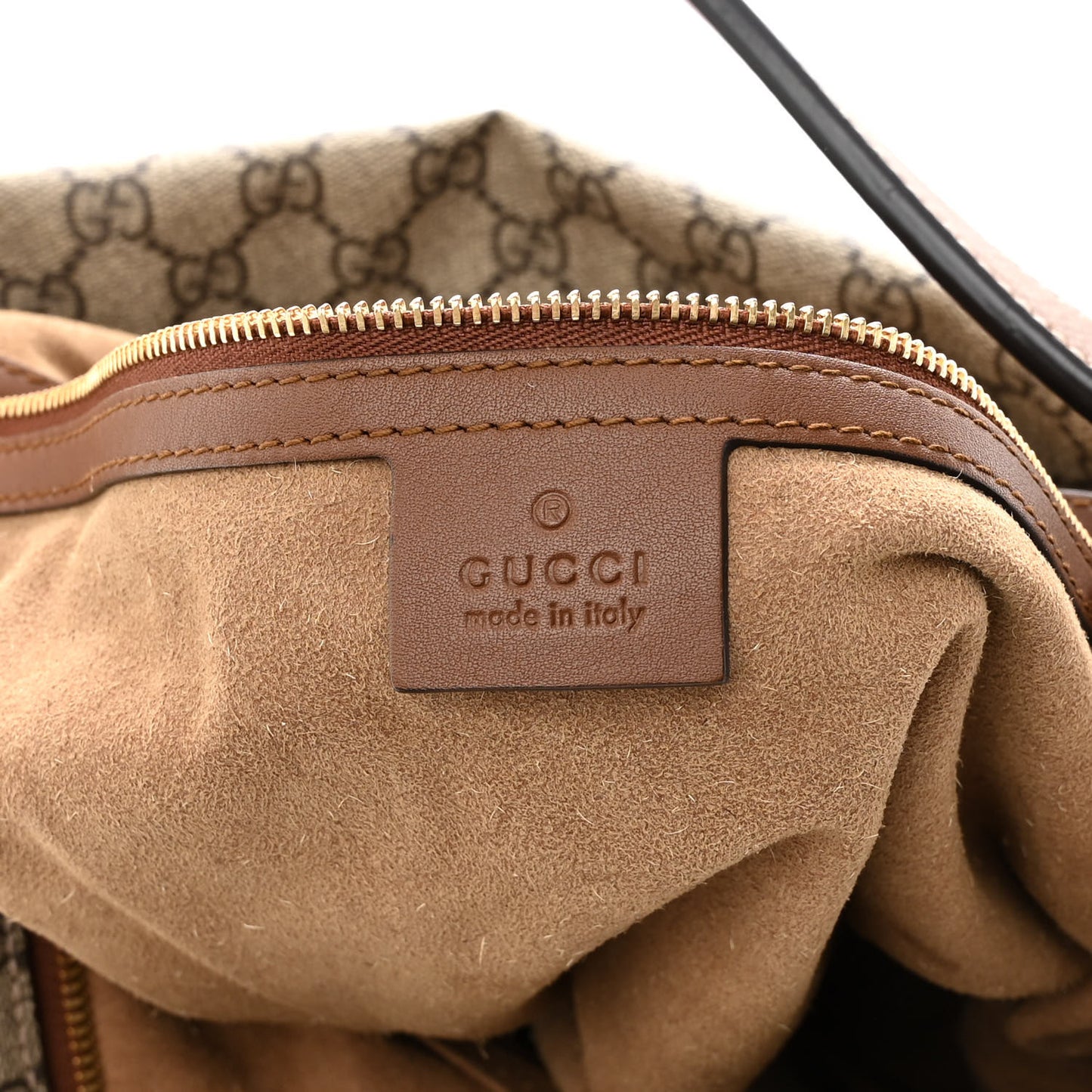 GG Supreme Monogram Large Linea A Hobo Light Brown