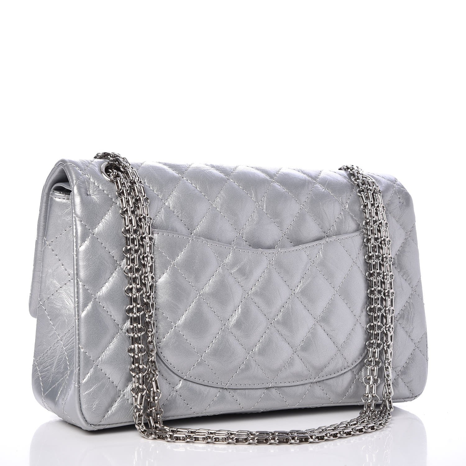 Chanel Metallic Aged Calfskin Quilted 2.55 Reissue 226 Flap Silver 4 of 9