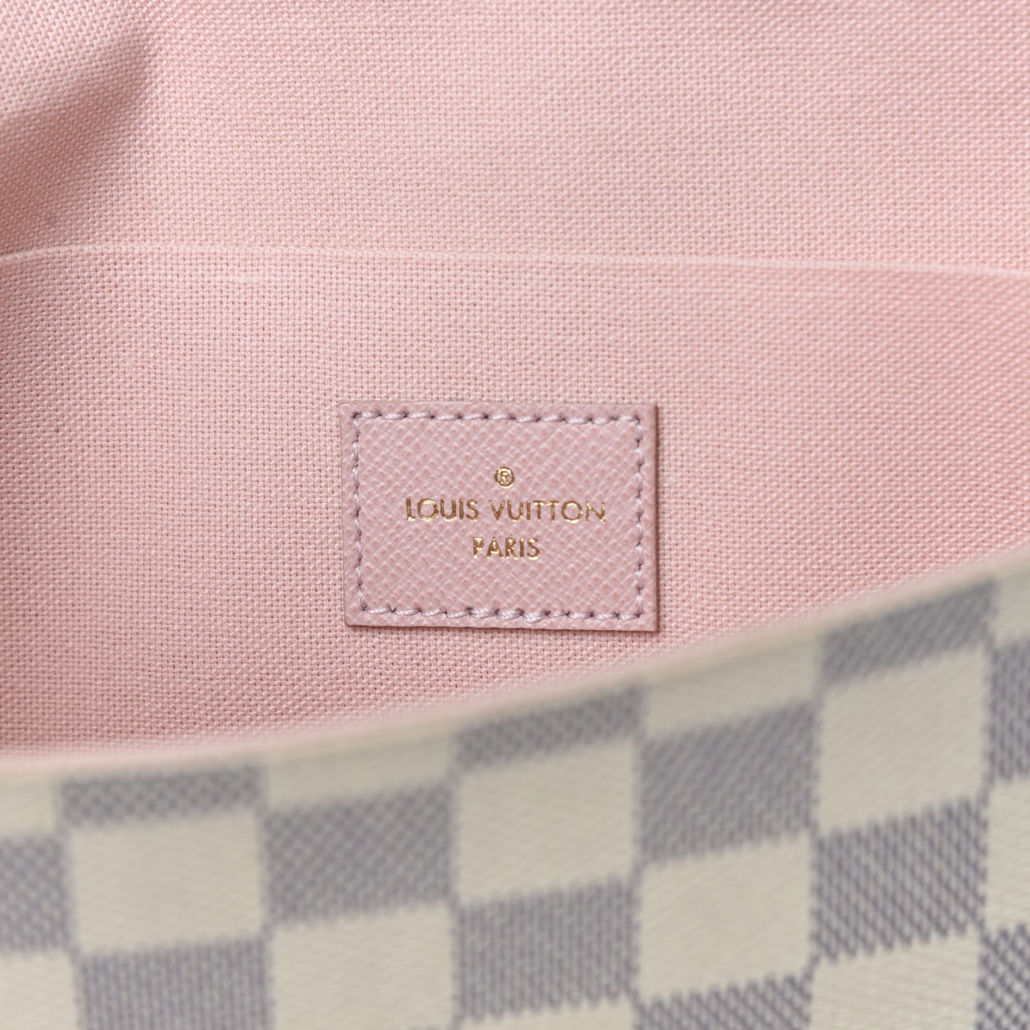 Damier Azur Pochette Felicie Chain Wallet Rose Ballerine