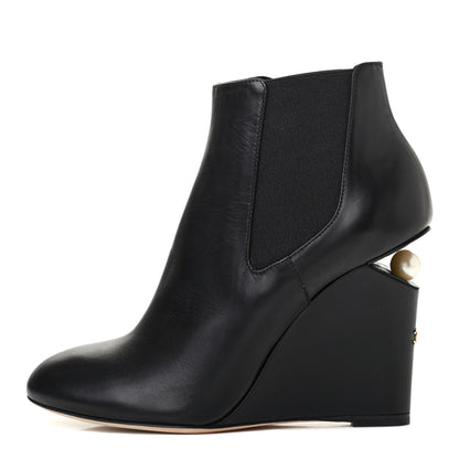 Chanel Lambskin Pearl CC Ankle Boots 36 Black 1 of 4