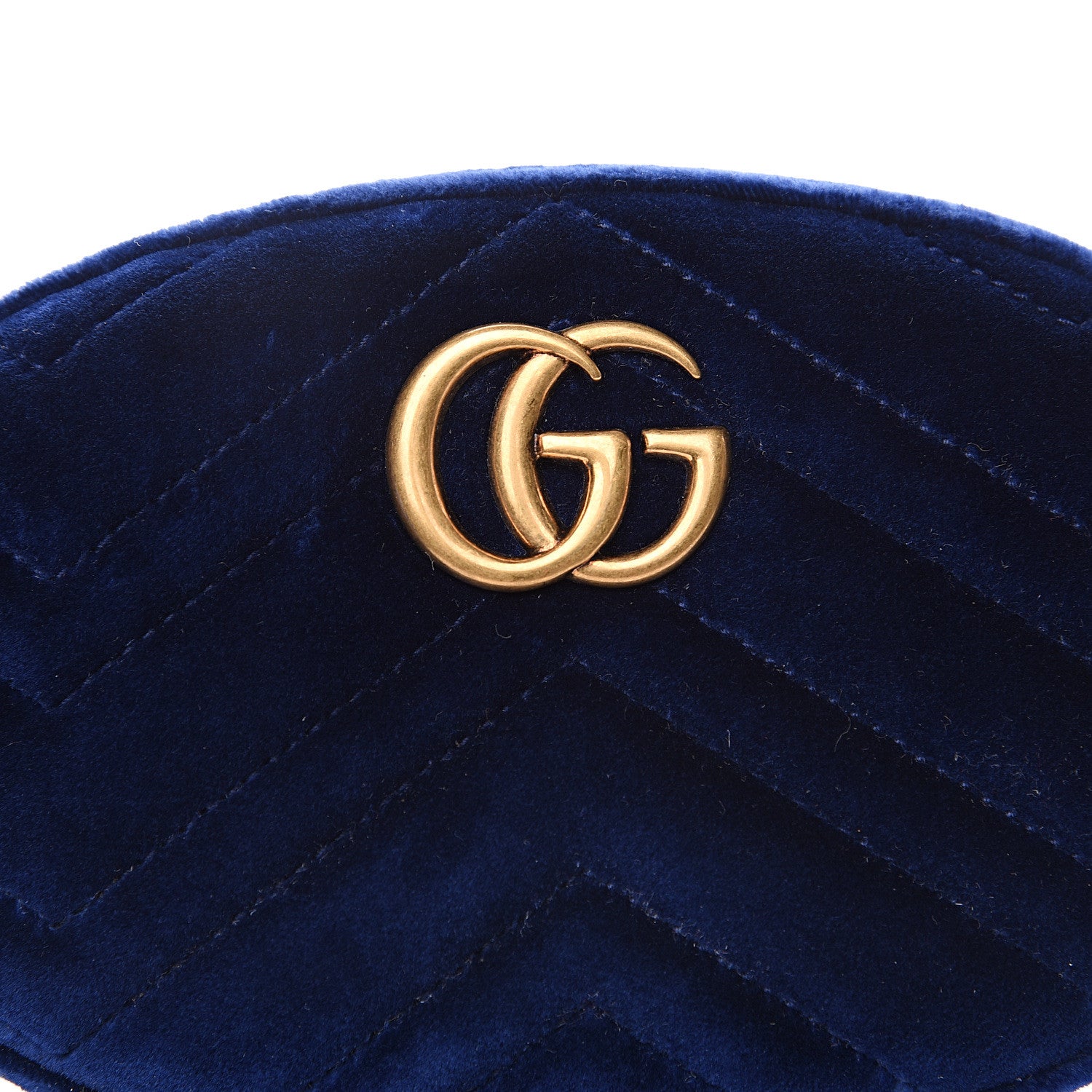 Gucci Velvet Matelasse GG Marmont Belt Bag 85 34 Cobalt Blue 4 of 9