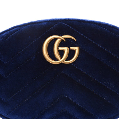 Gucci Velvet Matelasse GG Marmont Belt Bag 85 34 Cobalt Blue 4 of 9