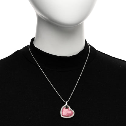 David Yurman DAVID YURMAN Sterling Silver Diamond Rhodochrosite Heart Pendant Necklace 2 of 4
