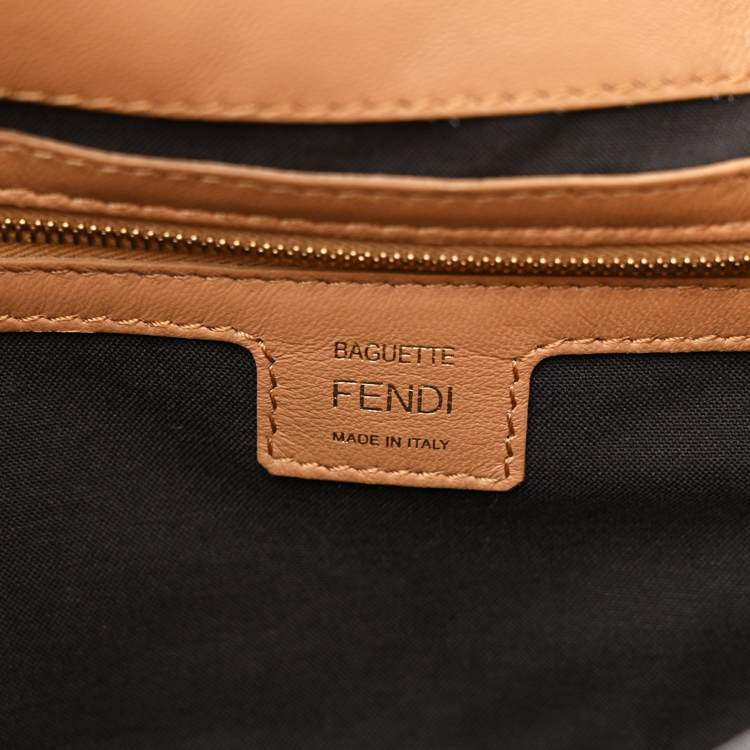 Fendi Nappa FF 1974 Embossed Baguette Miele Scuro 6 of 10
