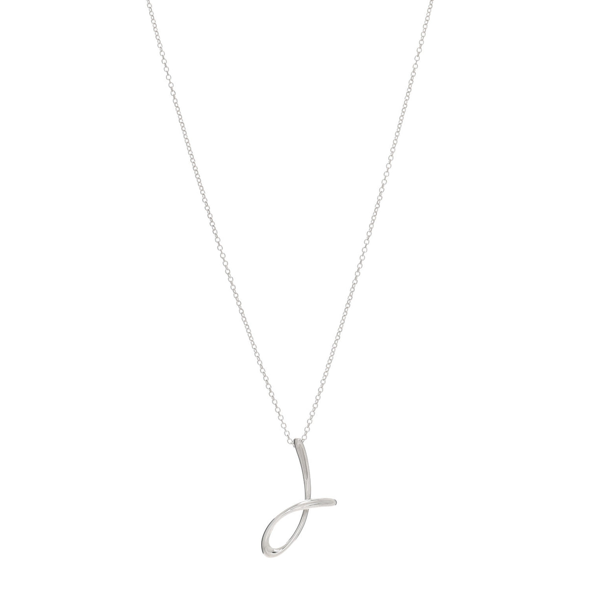Sterling Silver Elsa Peretti Letter J Pendant Necklace