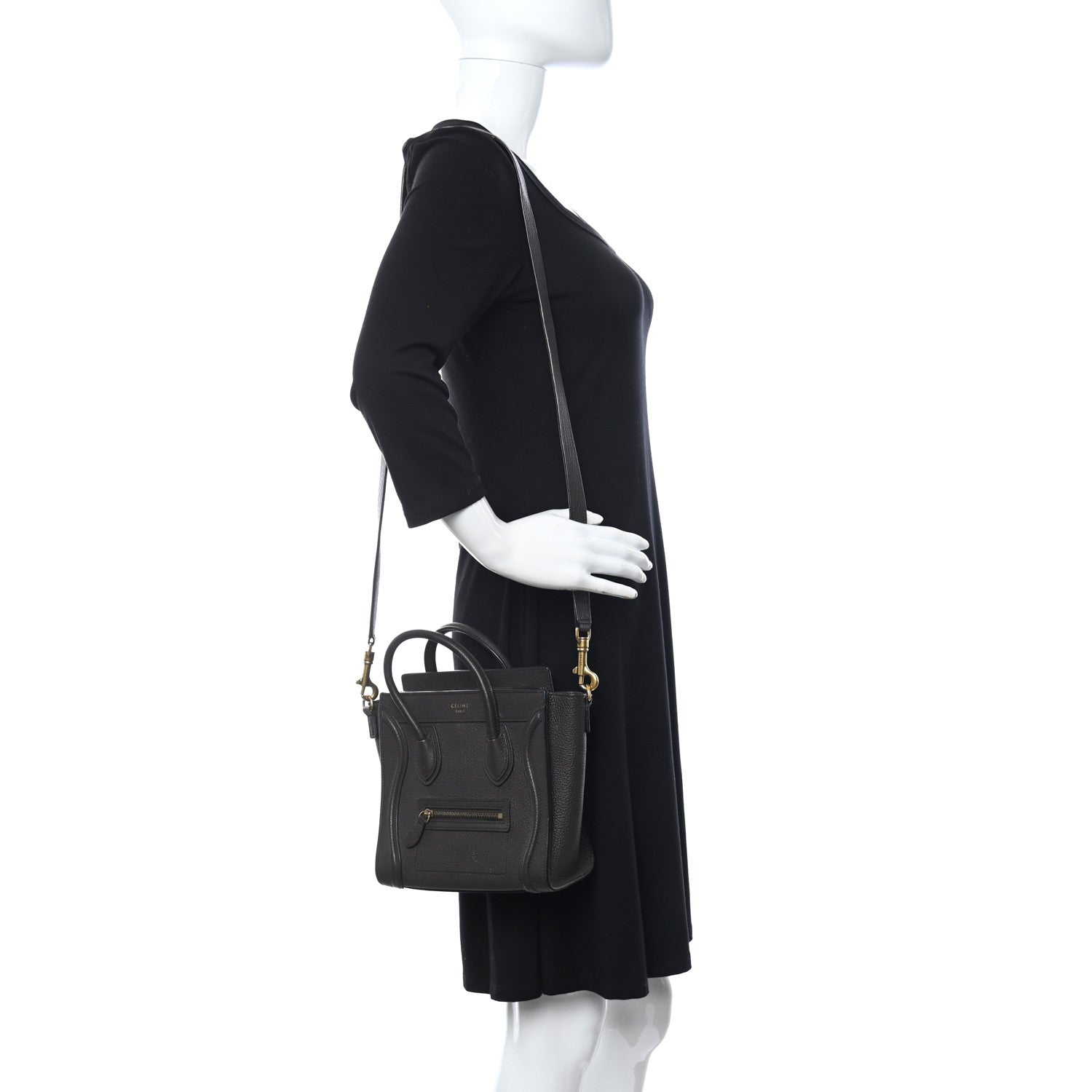 Celine Drummed Calfskin Nano Luggage Brown 2 of 20