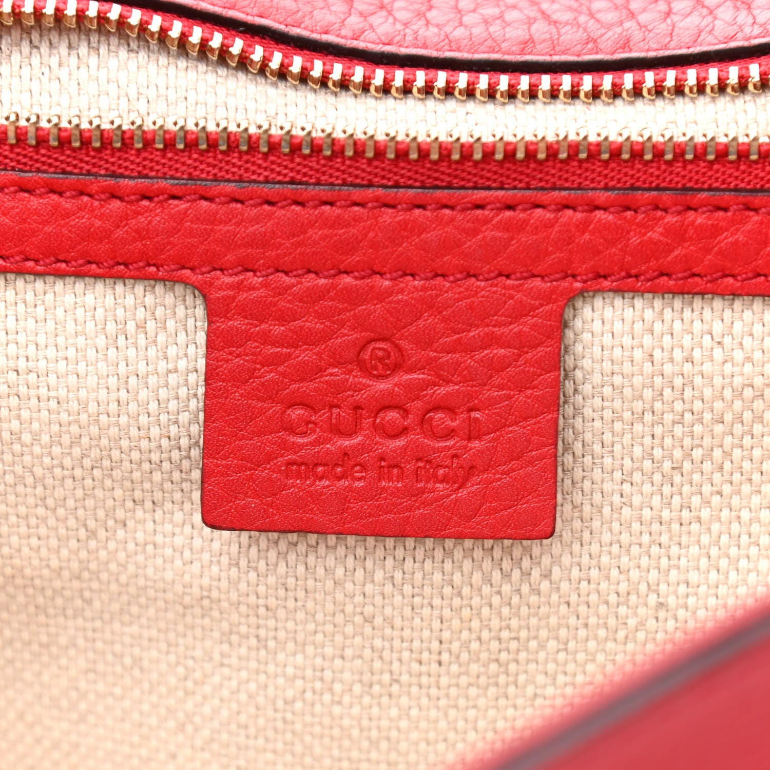 Gucci Pebbled Calfskin Medium Soho Clutch Red 6 of 8
