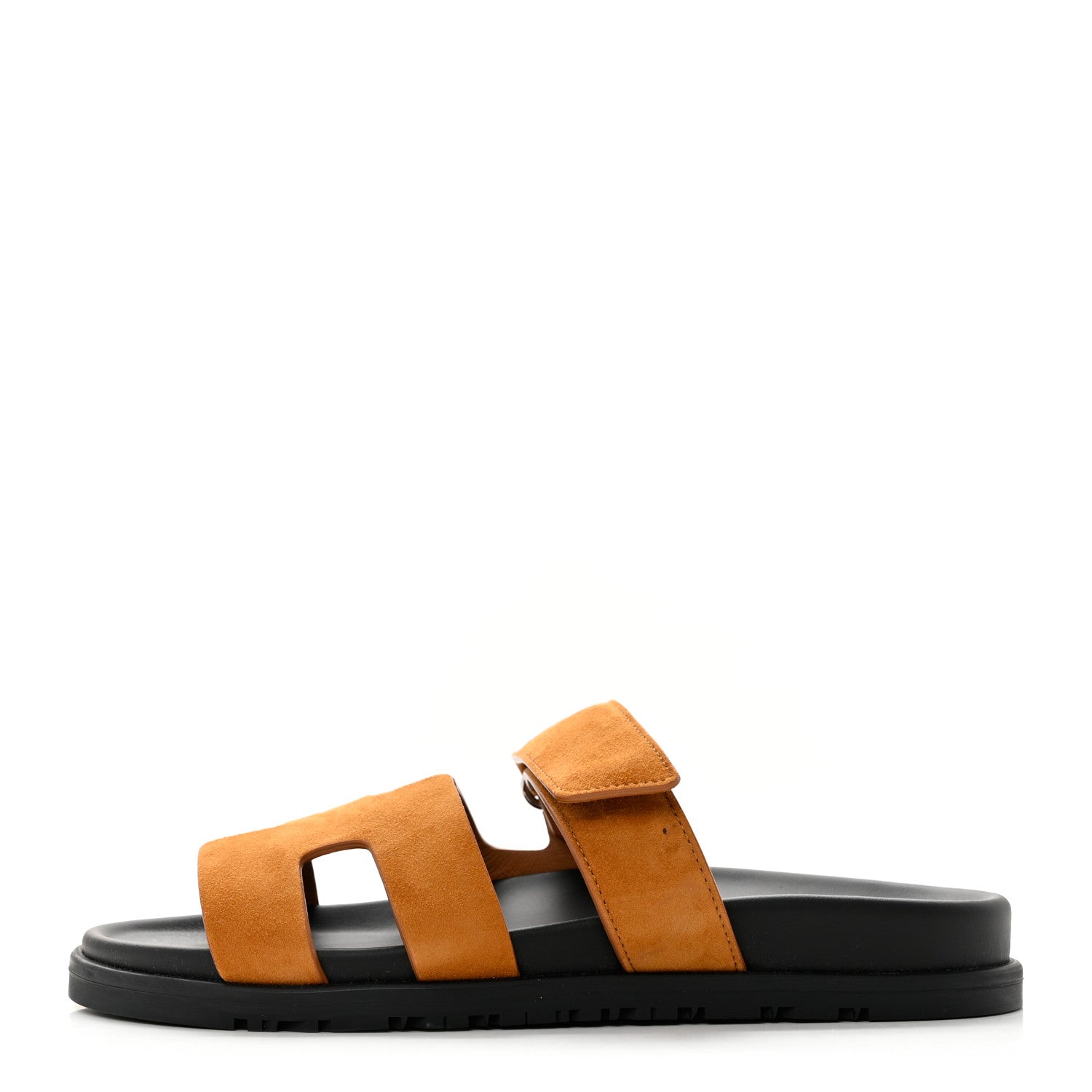 Hermes Suede Goatskin Womens Chypre Sandals 37.5 Naturel 1 of 10