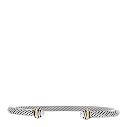 David Yurman Sterling Silver 18K Yellow Gold 4mm Cable Classics Bracelet 1 of 5