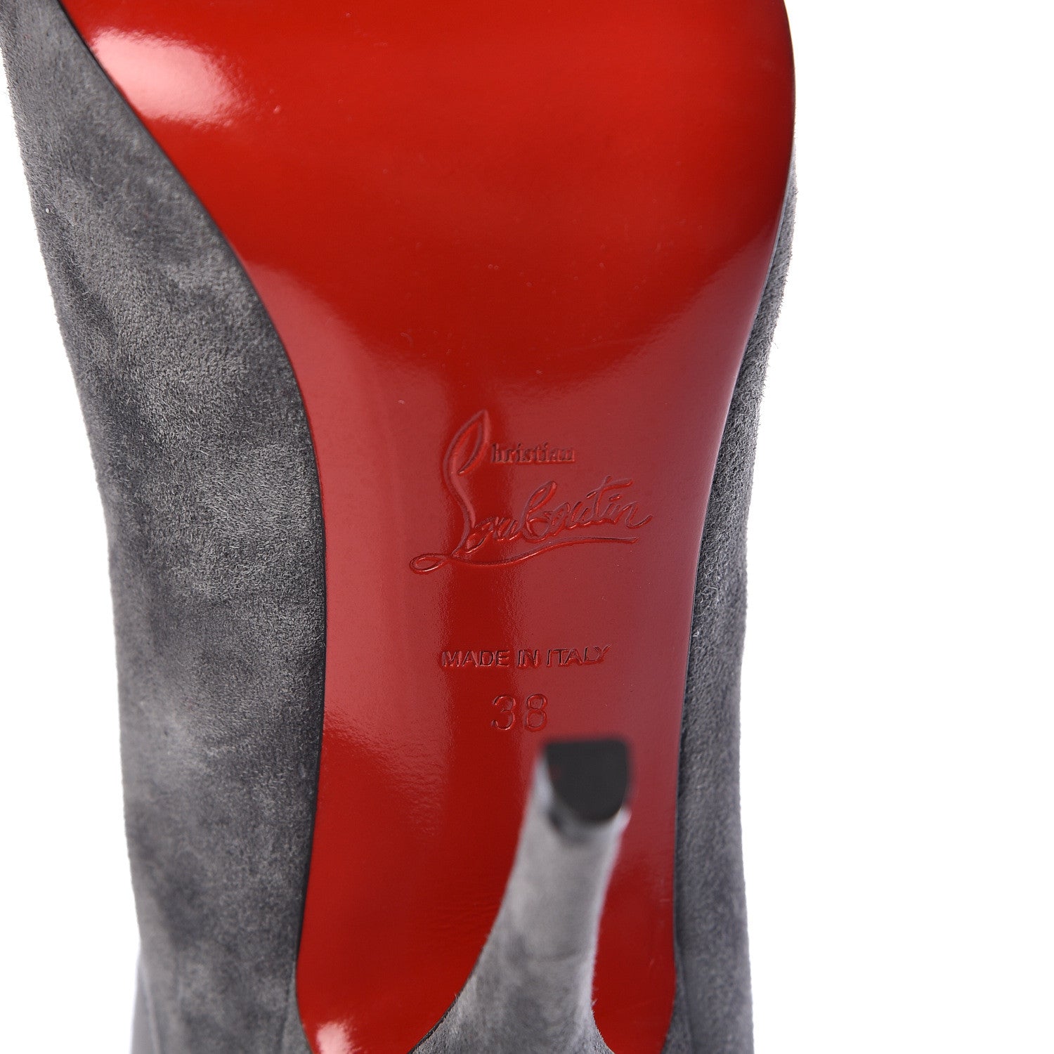Christian Louboutin Veau Velours Alta Fifre 120 Tall Boots 38 Grey 6 of 7