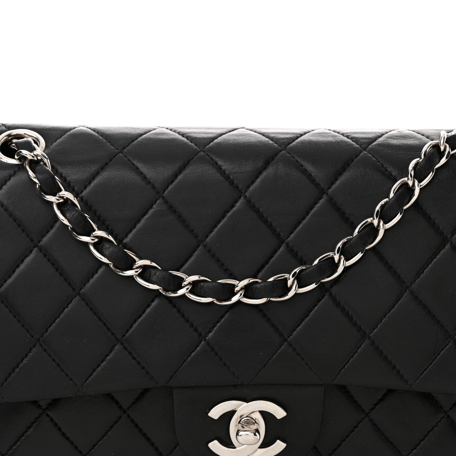 Chanel Lambskin Quilted Medium Double Flap Black 8 of 18