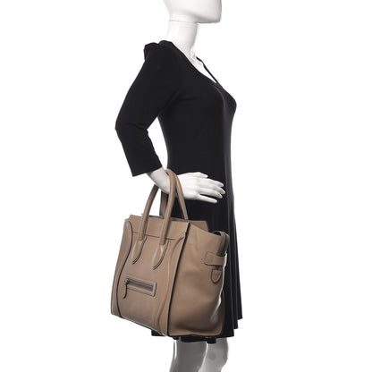 Celine Drummed Calfskin Mini Luggage Dune 2 of 9