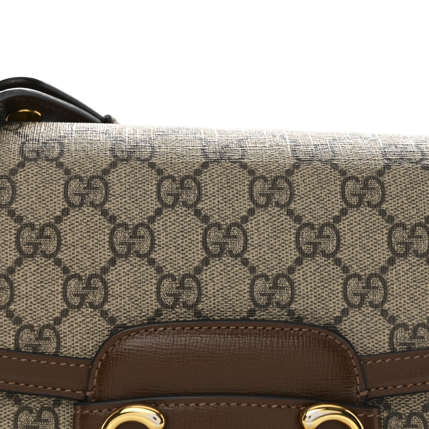 GG Supreme Monogram Horsebit 1955 Shoulder Bag Beige Brown Sugar