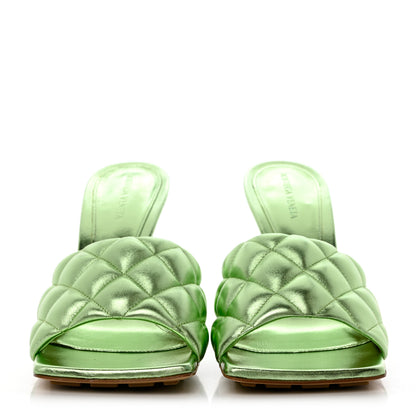 Bottega Veneta Metallic Nappa Reflection Matelasse Padded Mule Sandals 41 Pistachio 2 of 9