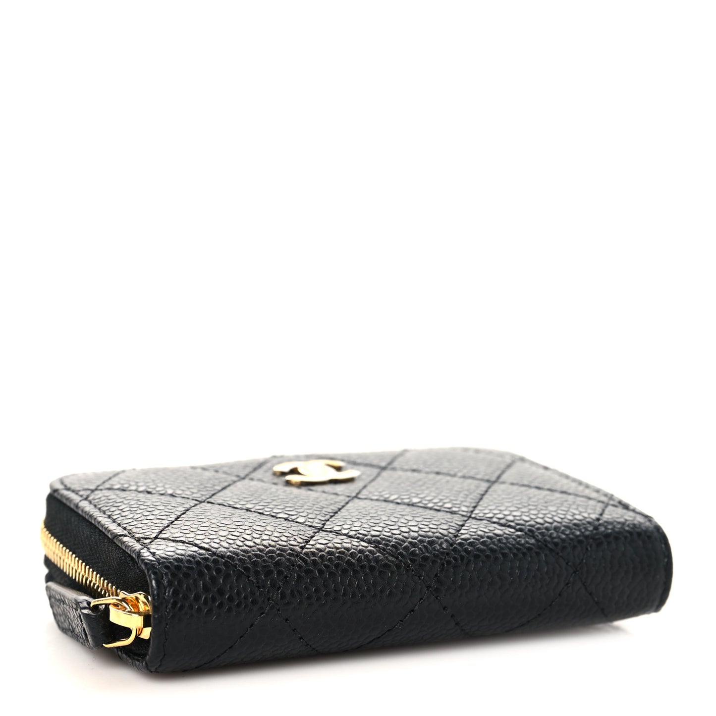 Caviar Quilted Zip Coin Purse Black