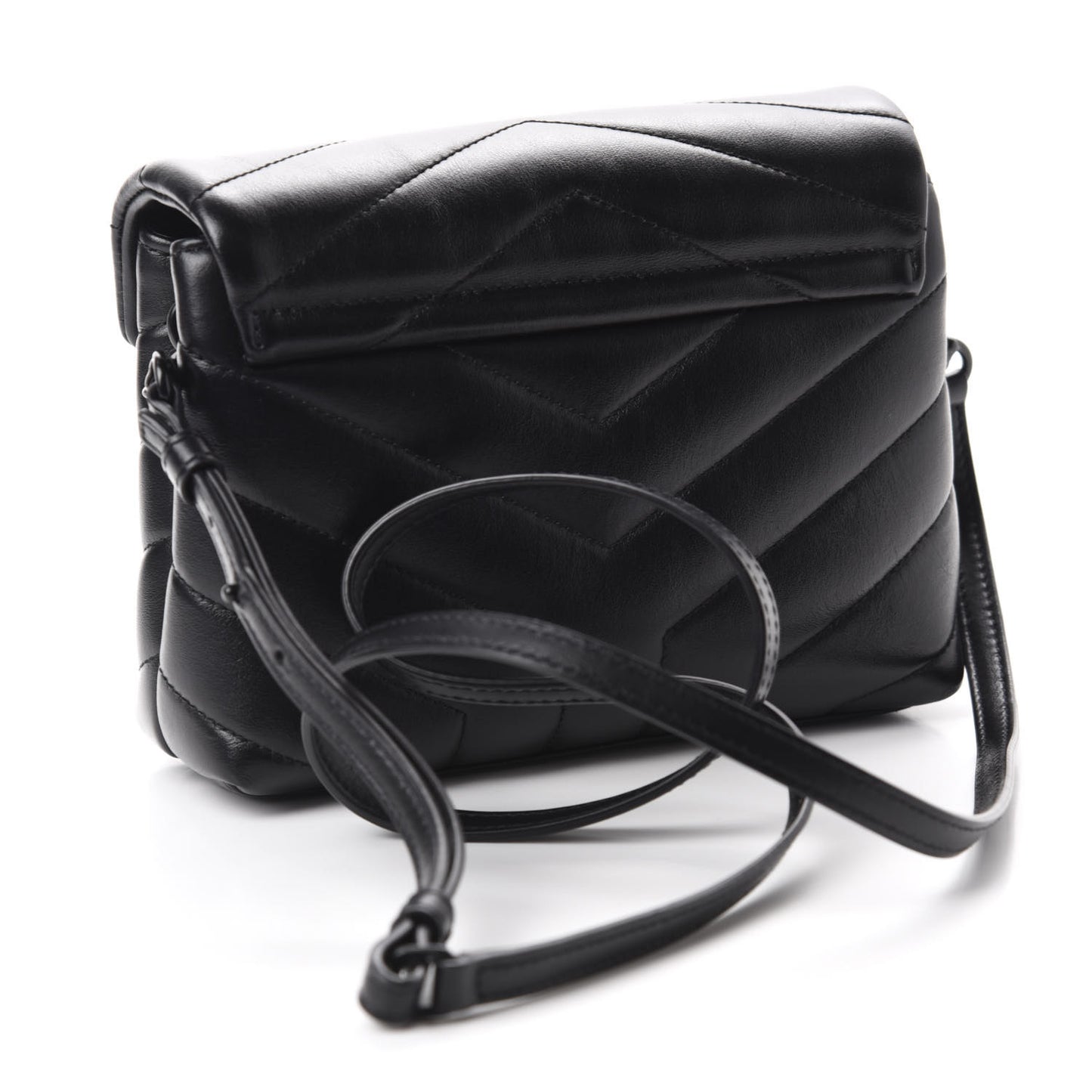 Calfskin Y Quilted Monogram Toy Loulou Crossbody Bag Black