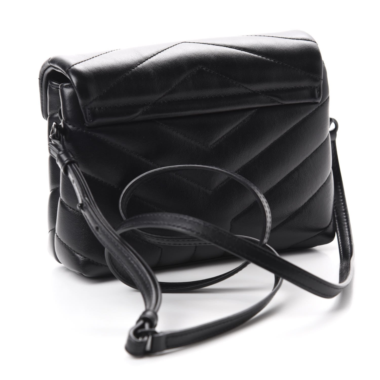 Saint Laurent Calfskin Y Quilted Monogram Toy Loulou Crossbody Bag Black 3 of 12
