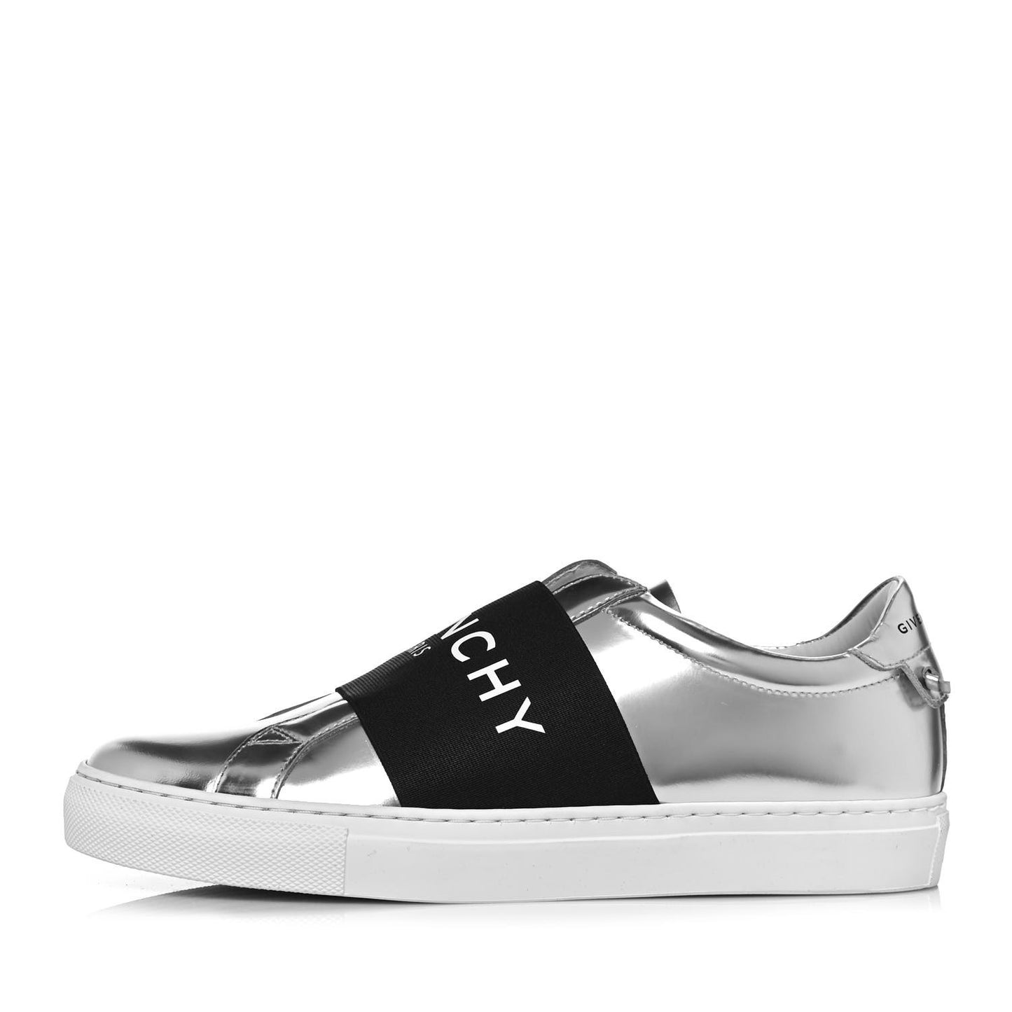 Calfskin Band Logo Womens Urban Street Sneakers 37.5 Silvery