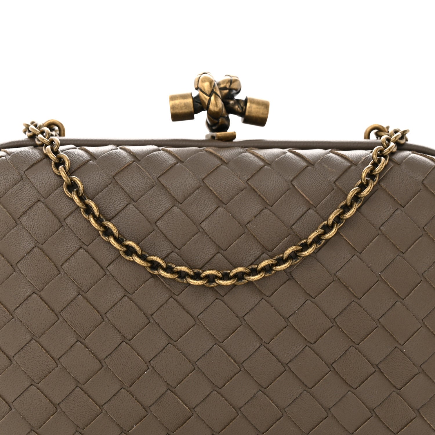 Bottega Veneta Nappa Intrecciato Chain Knot Clutch Steel 7 of 13