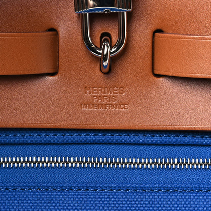 Hermes Military Toile Vache Hunter Herbag Zip Retourne 31 PM Bleu France Fauve 7 of 11