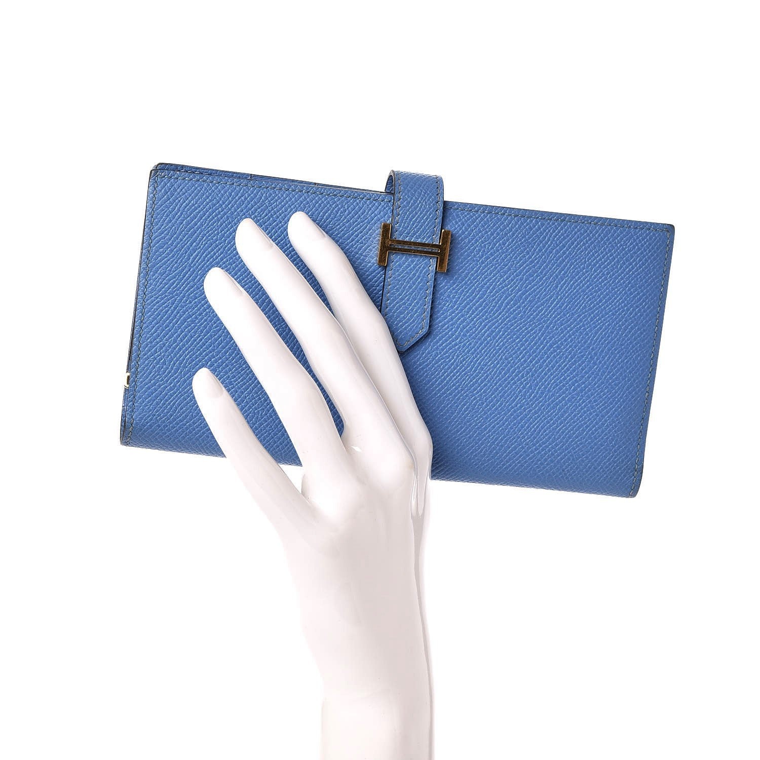 Hermes Epsom Bearn Gusset Wallet Bleu Paradis 2 of 9