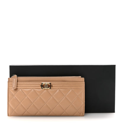 Chanel Lambskin Quilted Classic Zip Boy Pouch Beige 8 of 8